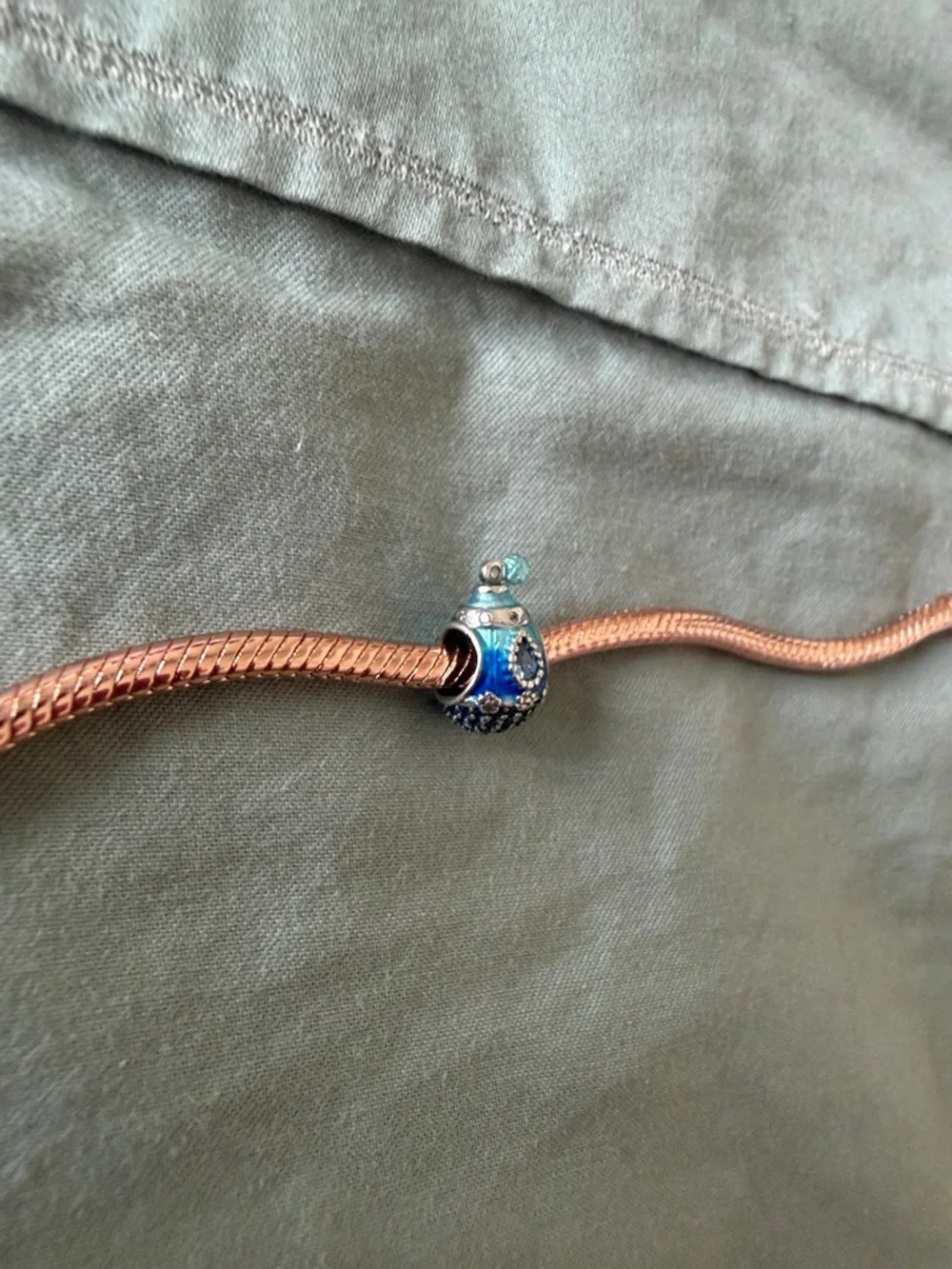 Silver & Blue Fancy Perfume Bottle Charm - Picture 4 of 4